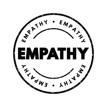 EMPATHY text rubber stamp graphic designs. Distressed circular badge with the word repeated around the center. Emotional intelligence concept sign, typography mark and round symbol shape vectors.