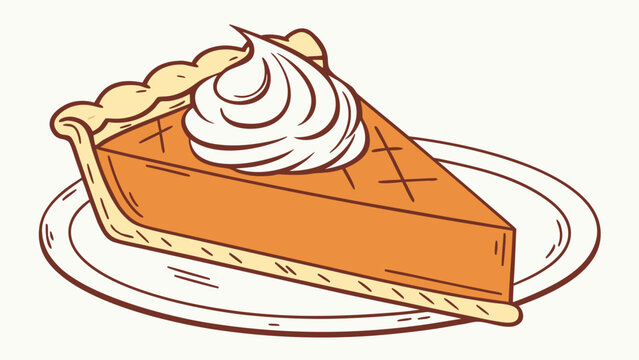 Traditional autumn pumpkin pie slice topped with whipped cream served on a simple ceramic plate