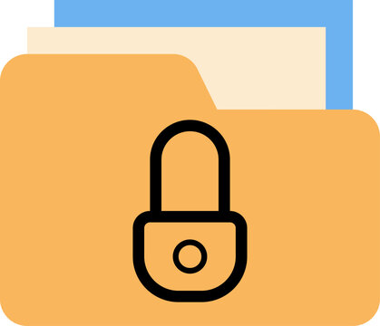 privacy folder with a locked padlock image on a white background. Privacy folder illustration with secure file protection concept. Perfect for data security, cybersecurity, confidential documents, enc