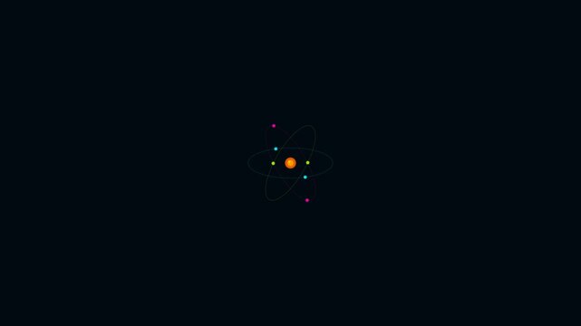 Rotating atom model with electrons orbiting nucleus