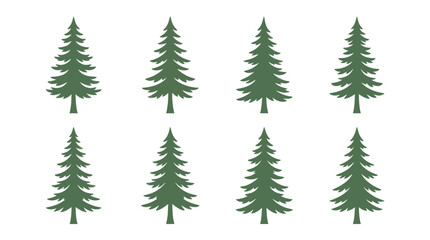 Obraz premium Green evergreen tree silhouettes set