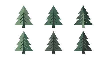 Obraz premium Green pine tree icons set