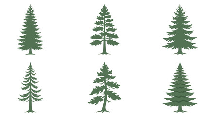Obraz premium Evergreen tree silhouettes collection