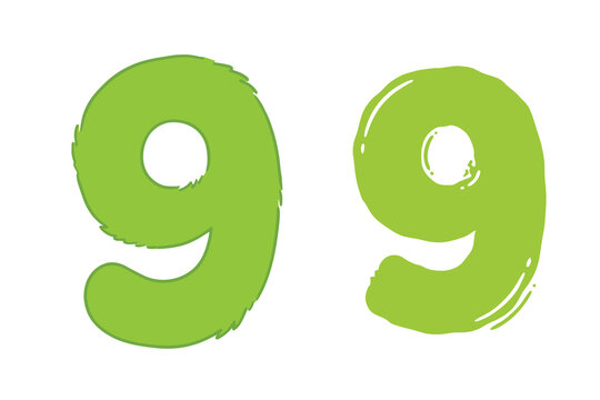 Vibrant lime green number 99 with sparkles