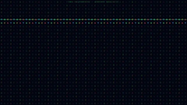 DNA sequencing on computer screen in dark lab