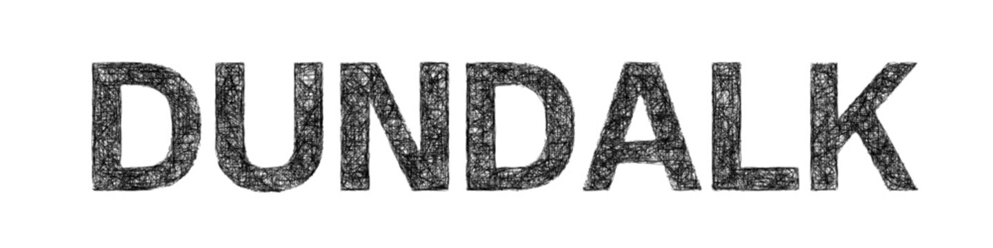 Black and white sketch Dundalk text design element