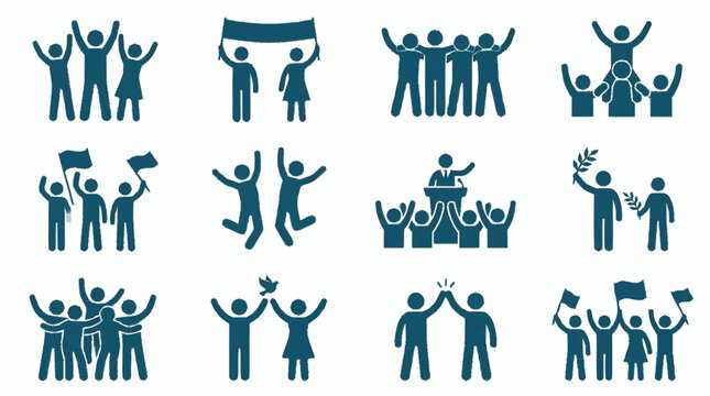 Crowd Silhouettes: People Celebrating, Protesting, Rallying, and Showing Unity
