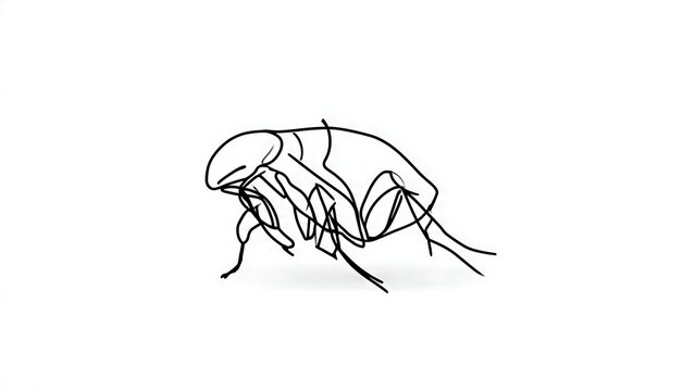 Minimalist line art bed bug on white background.
