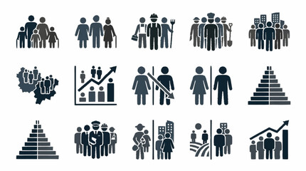 Obraz premium Diverse People Icons: Family, Workforce, Community, Demographics, Growth