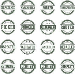 Obraz premium Vintage rubber stamp icons in 4x4 grid