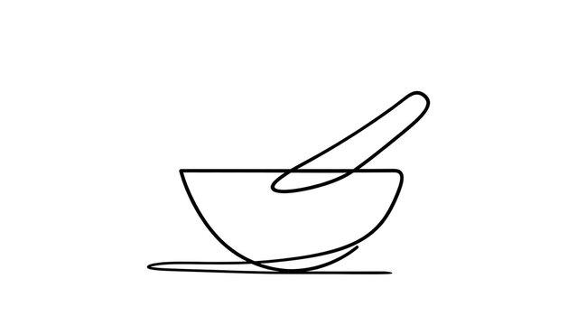 Mortar and pestle icon on white background.
