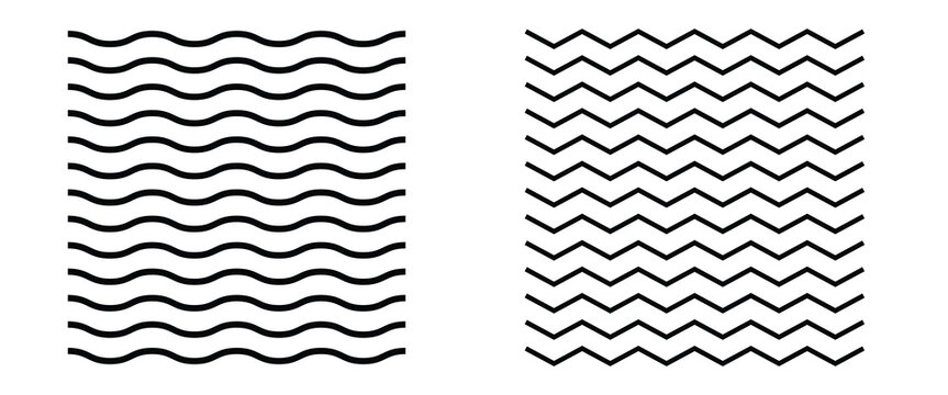 Horizontal brush strokes wave undulation distortion, curved line segments geometric decoration. Vector set. eps10.
