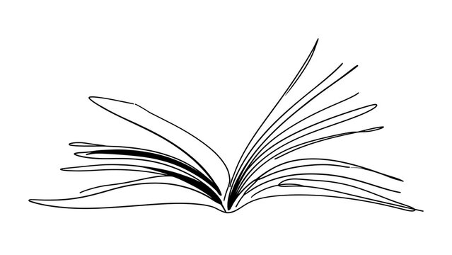 Open book with pages on white background.