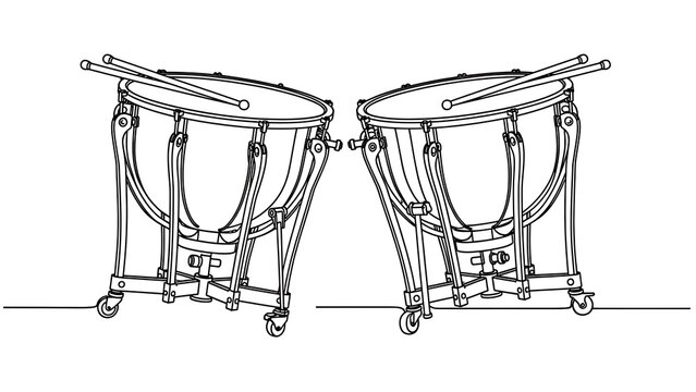 Two timpani drums on white background.