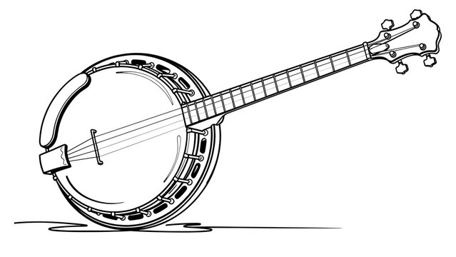 Vintage banjo illustration on white background.