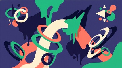 Surreal 2D flat vector dreamscape art