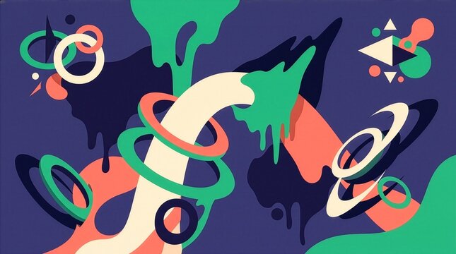 Surreal 2D flat vector dreamscape art