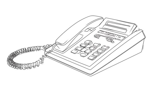 Vintage office telephone on white background.