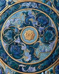 Obraz premium Premium Blue and Gold Ornamental Abstract Texture for Luxury Design Background