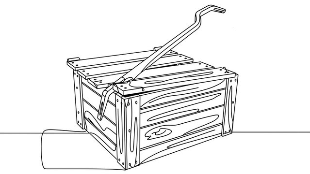 Wooden crate with handle on white background.