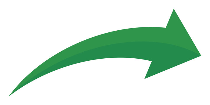 Green arrow vector icon showing direction symbol with flat style design. Jump icon	
