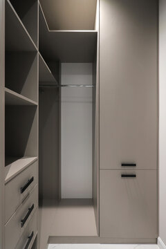 Wardrobe with shelves in the dressing room