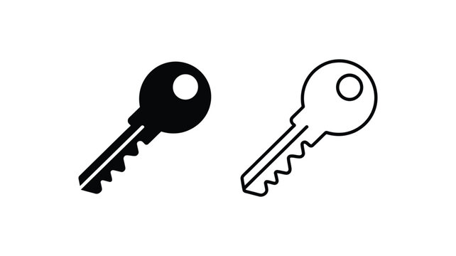 Key icon, house keys silhouette outline security symbol in clean minimal vector illustration design