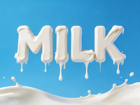 Milk text with splashing liquid