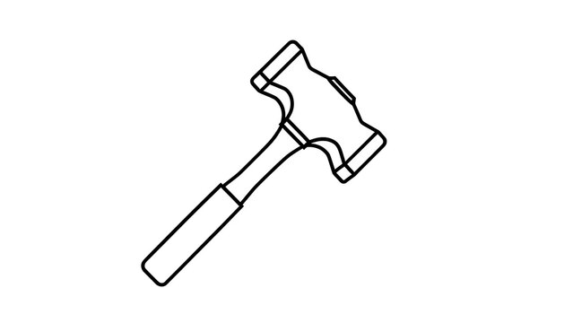 Black and white hammer icon on white background.