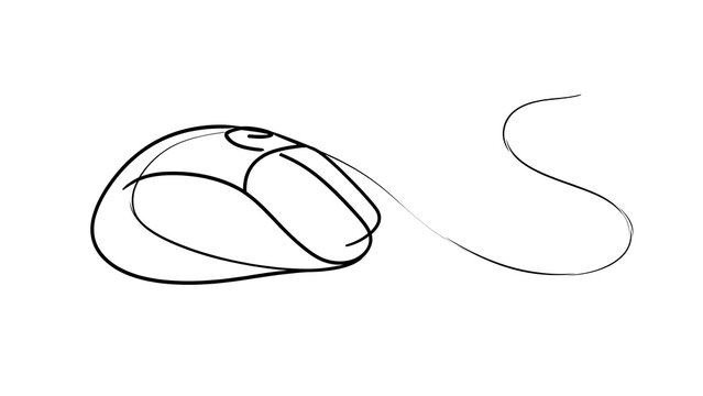 Computer mouse sketch on white background.