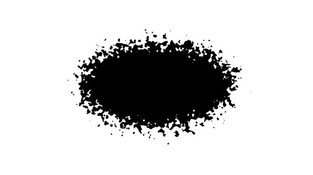 Sustainable glowing Transitions of black expanding paint stains on white backdrop Grunge Ink spreads. 4k.