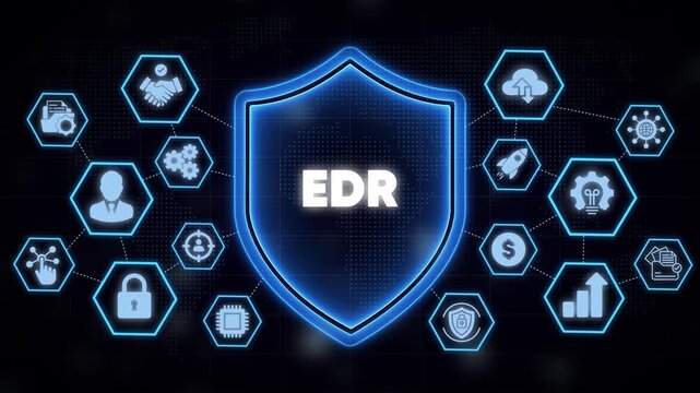 Edr endpoint detection and response cyber security shield concept digital network