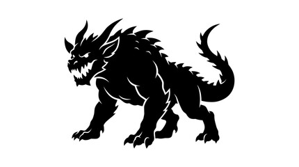 Fototapeta premium Helloween Black monster silhouette, mythical creature icon, beast illustration, vector graphic vector