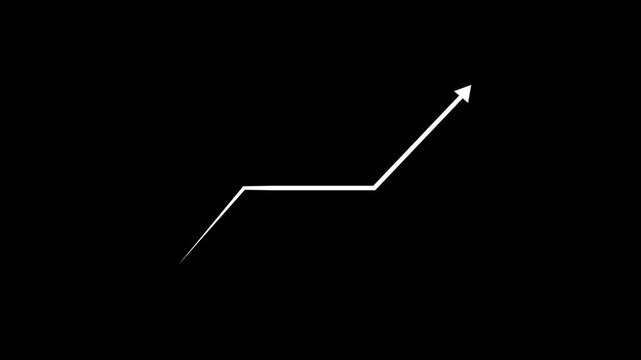 Animation of arrow chart growing up. Exponential growth and Business profit increase with an zigzag arrow. 