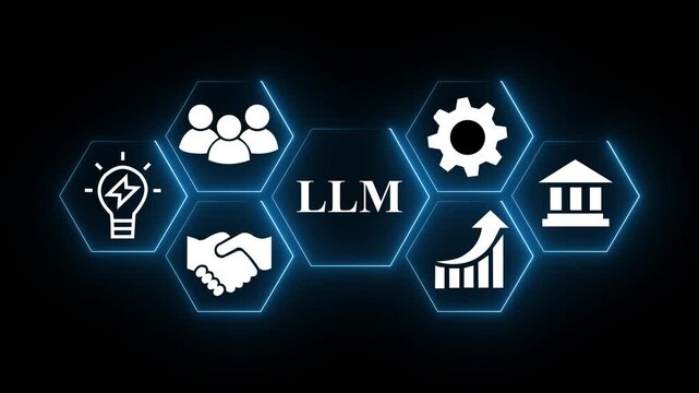 Artificial intelligence and large language models (LLM) concept on the black background. Innovation in machine learning and digital transformation. 