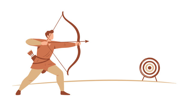 Dedicated archer prepares to shoot an arrow at a target to symbolize discipline and focus during competitive sports and training activities.