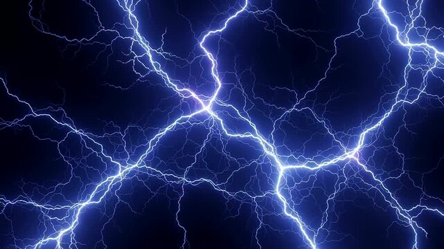 Lightning Storm Electric Flashes in Darkness.