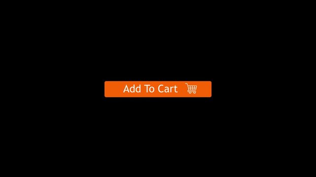 Animation of add to cart text or button with finger touch or click effect to save product. 