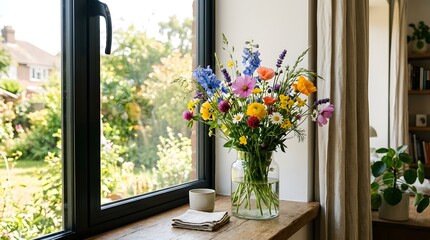 flowers in a window