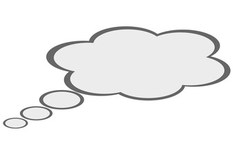 Fototapeta premium Cloud thought bubble comic speech balloon template with copy space for text messages isolated on transparent background.