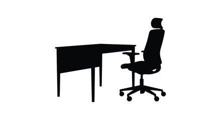 Fototapeta premium Desk and office chair silhouette against a white background workstation
