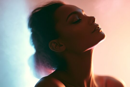 Elegant Profile Portrait with Colorful Lighting