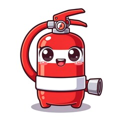 Naklejka premium Cute red cartoon fire hydrant with smiling face icon.