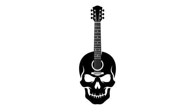 Helloween Black skull, guitar, rock music, icon, symbol, vector graphic vector