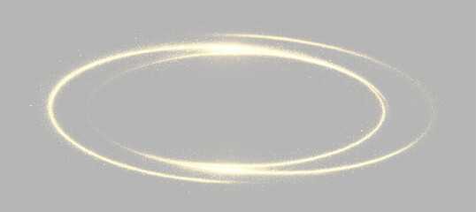 Double golden glowing oval rings in perspective on  transparent background © Olena