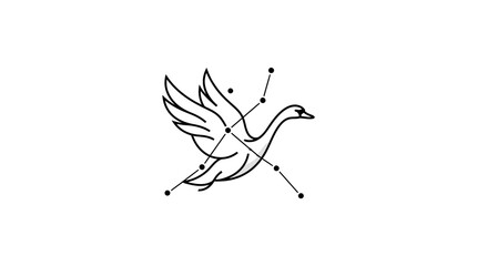 Minimalist flying swan bird with constellation line art design © Mafaat