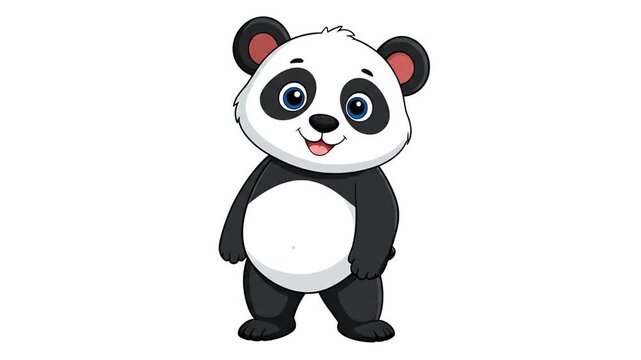Cute cartoon panda bear poses happily.