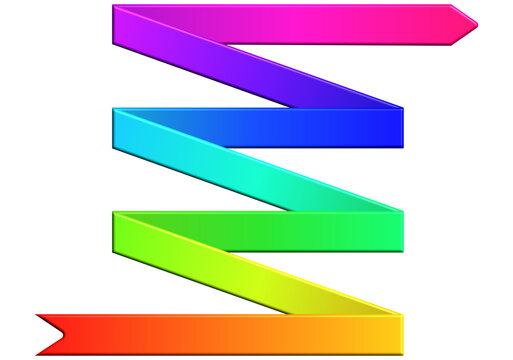 Fl&egrave;che multicolore en zigzag et en relief