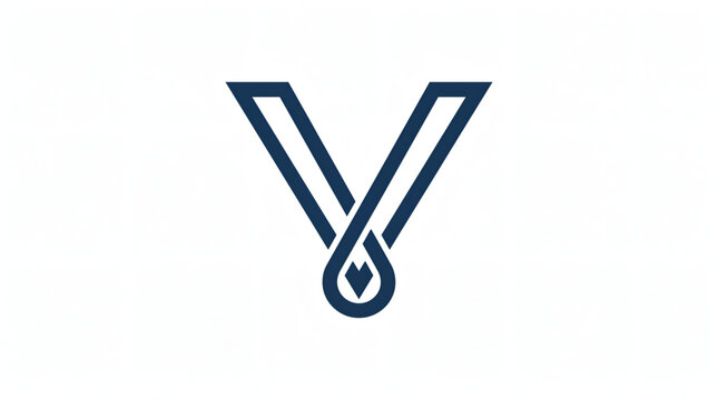 Logo huruf V dengan seni garis saling bertautan minimalis.	