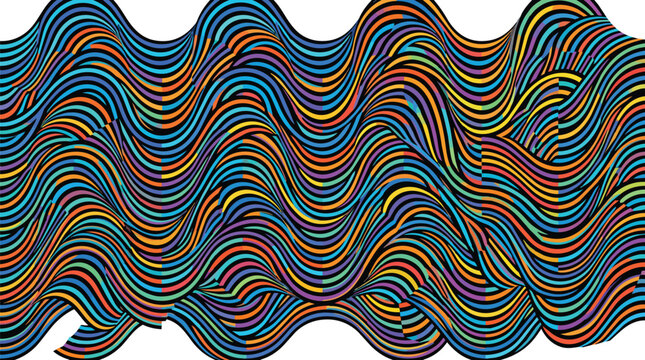 Vibrant Seamless Wave Pattern with Multicolored Curvy Lines and Flowing Dynamic Shapes for Modern Creative Background